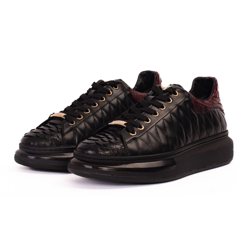 The Adler Pyht  Snk Skin Black & Burgundy Men Sneaker