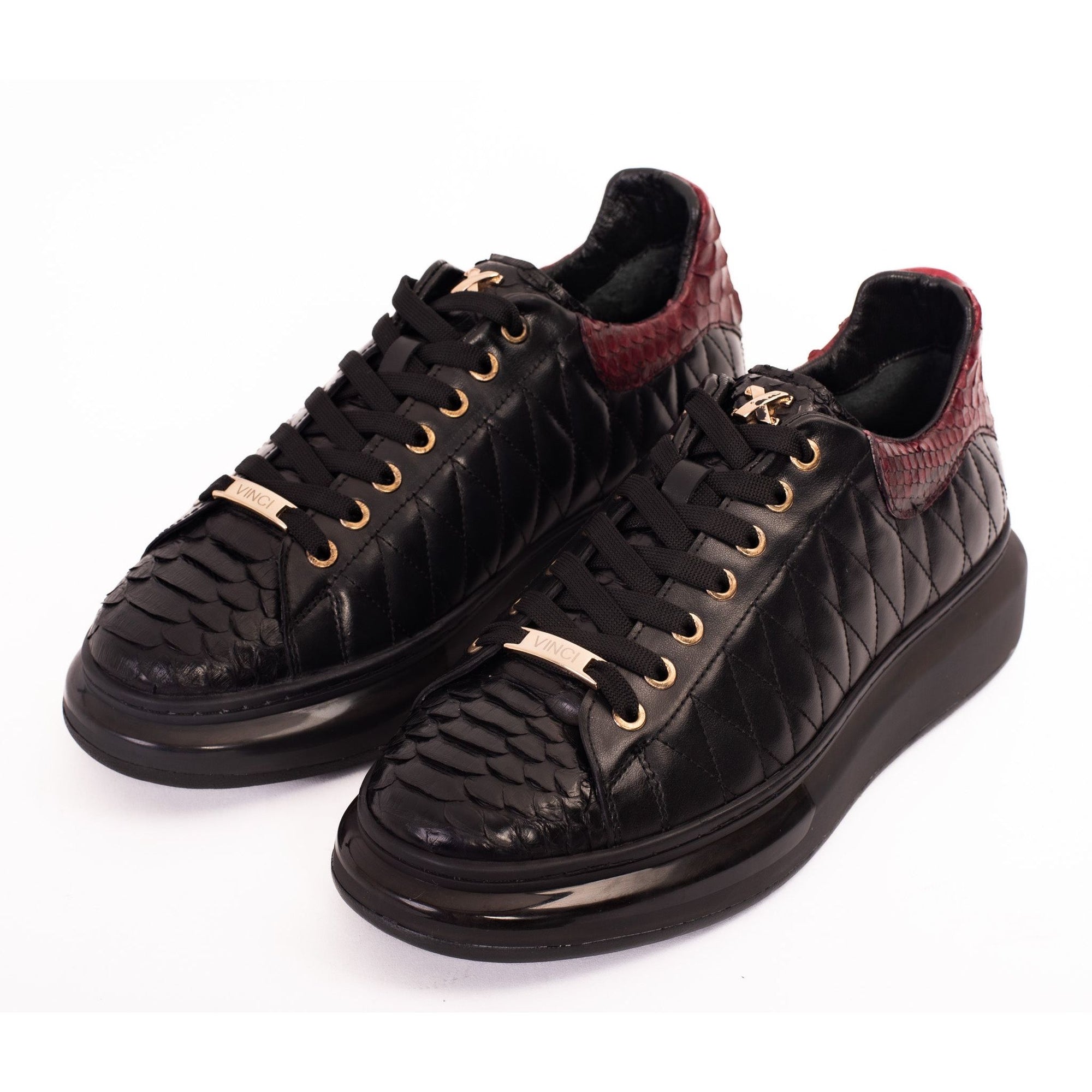 The Adler Pyht  Snk Skin Black & Burgundy Men Sneaker