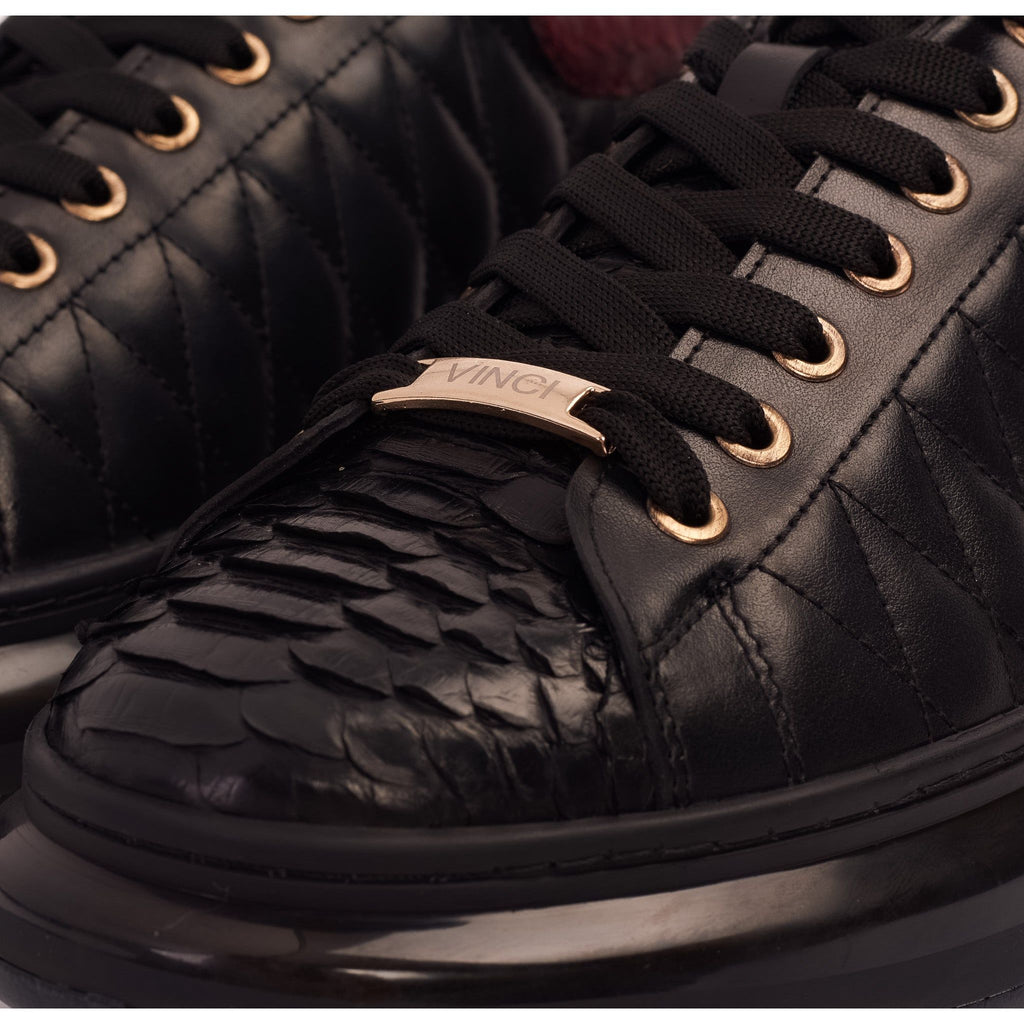The Adler Pyht  Snk Skin Black & Burgundy Men Sneaker