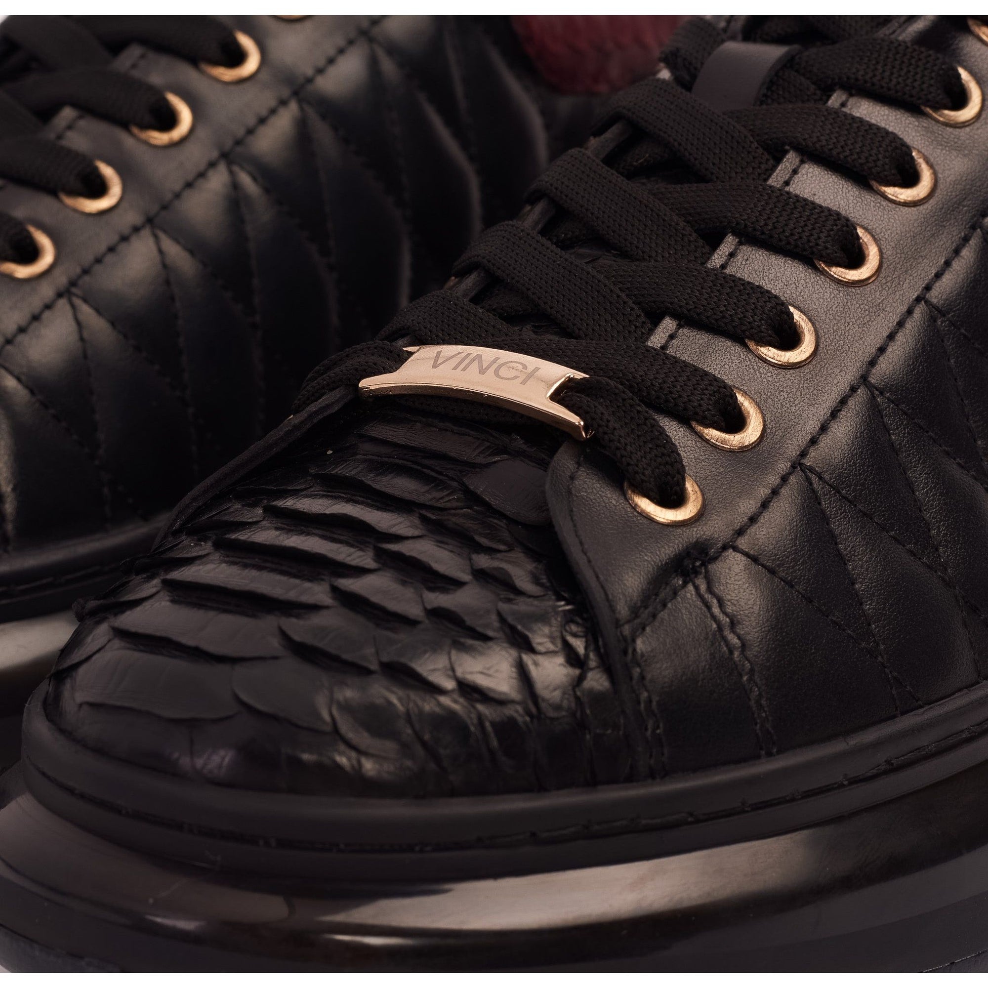 The Adler Pyht  Snk Skin Black & Burgundy Men Sneaker