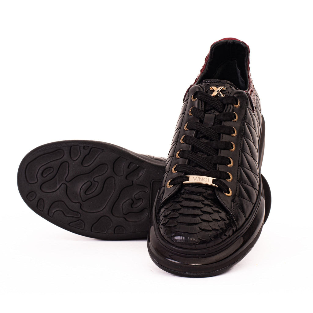 The Adler Pyht  Snk Skin Black & Burgundy Men Sneaker