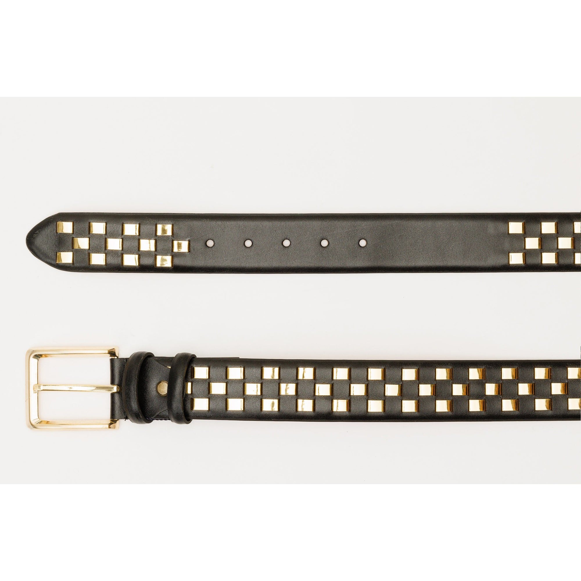 The Mackenzie Black & Gold Woven Leather Belt