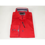 Mens 100% Cotton Shirt by Axxess High Collar Fashion 18-08 Red