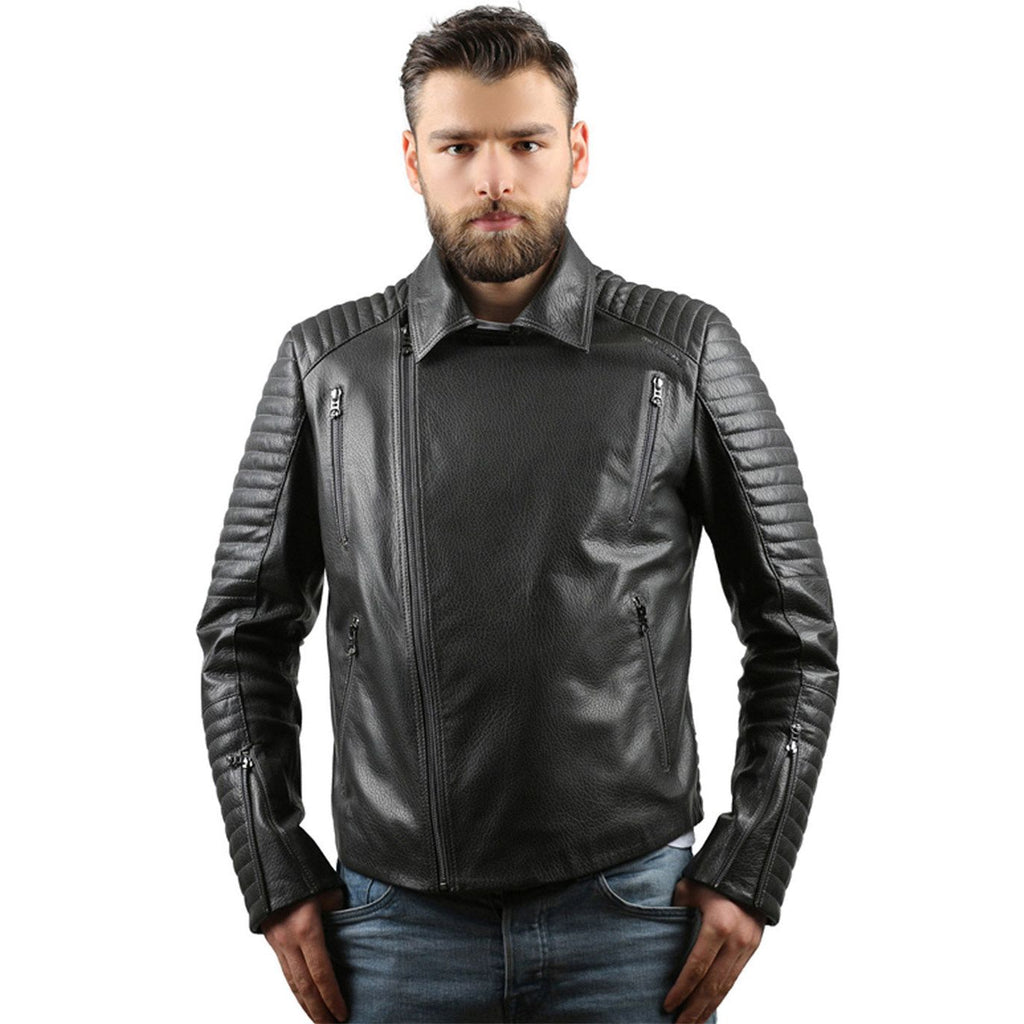 The Fossett Black Leather Men Jacket