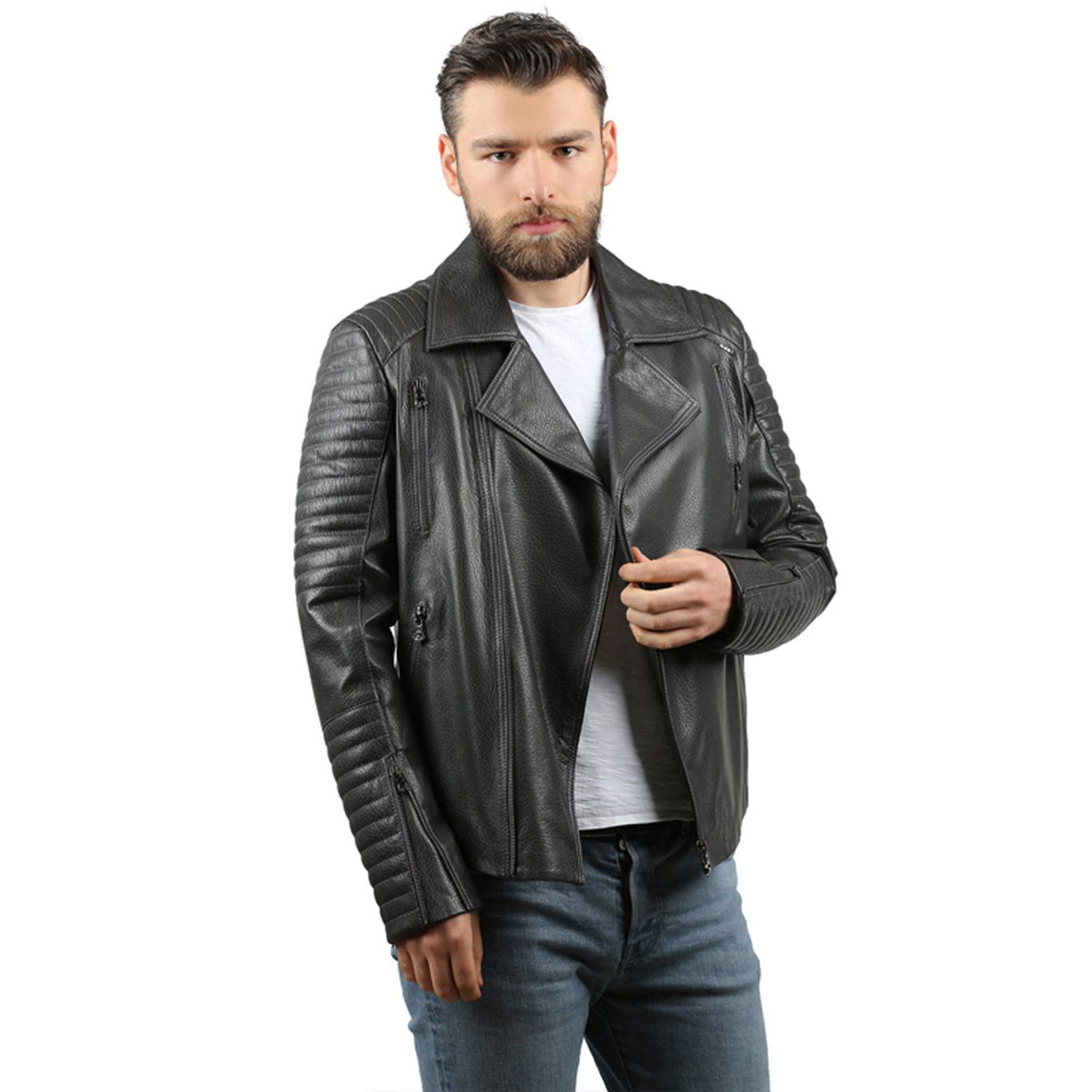The Fossett Black Leather Men Jacket