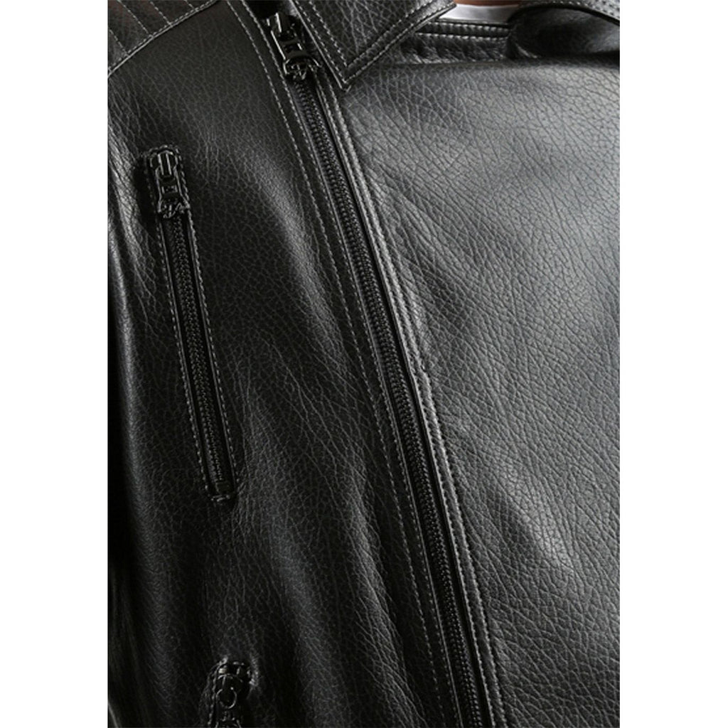 The Fossett Black Leather Men Jacket