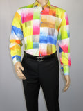 Men's AVM Rhine Stone Digital Print Shirt Cotton Turkey Slim Fit 19419-01 Multi