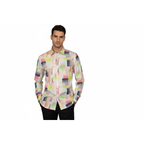 Men's AVM Rhine Stone Digital Print Shirt Cotton Turkey Slim Fit 19590-01 Multi
