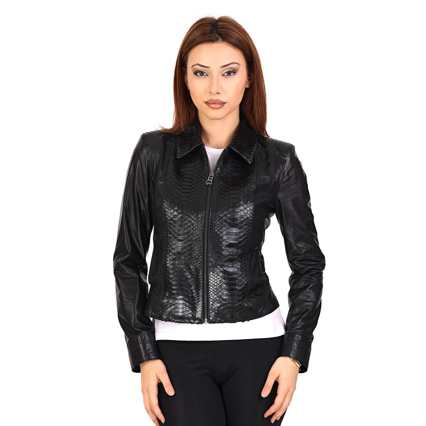 The Proctor Snake Black Leather Women Jacket