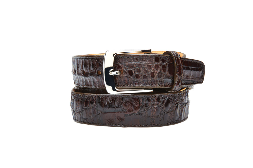 Men's Belvedere Belt Genuine Caiman Crocodile up to Size 44 Brown # 1999