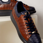 The Adler Snake Skin Tan & Navy Men Sneaker