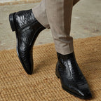 Vinci The Boss Black Snake Zip-Up Leather Men Boot Limited Edition