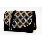 The Nampula Black Glitter Suede Leather Handbag