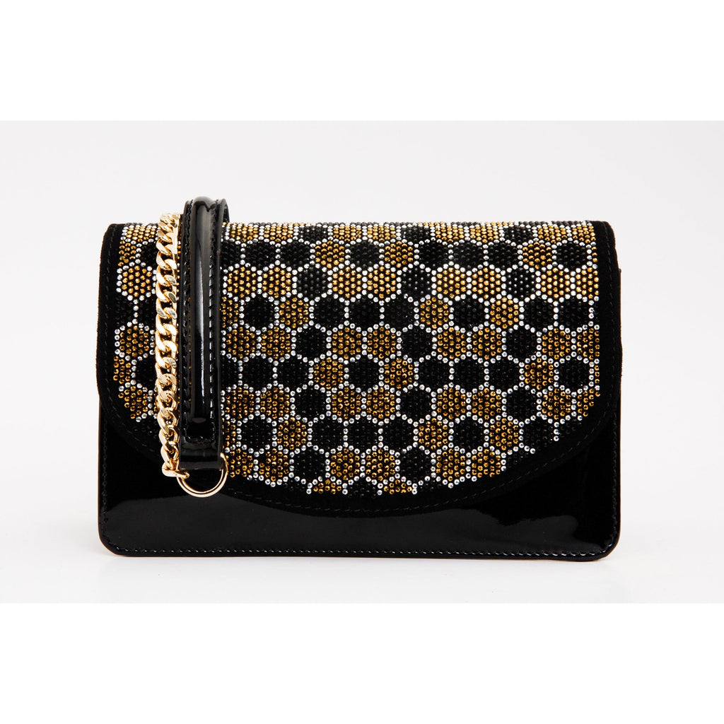 The Bolu Black Glitter Leather Handbag