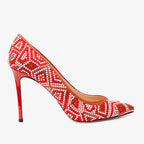 Vinci The Nampula Red Glitter Leather Pump Women Shoes