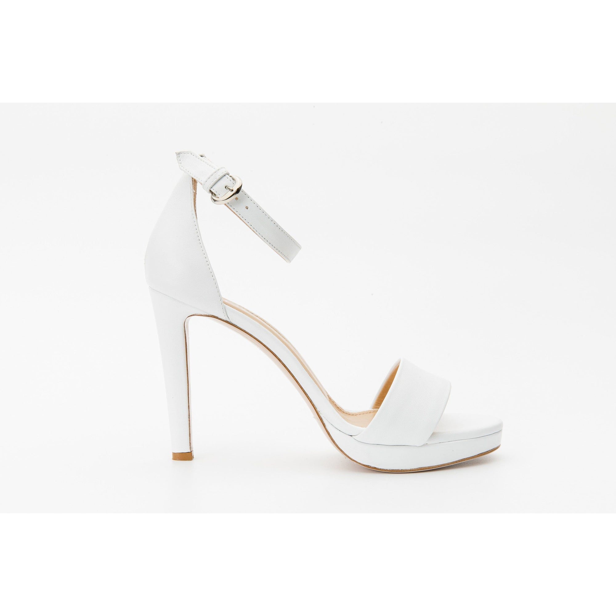 The Aksu White Leather Ankle Strap Women Sandal Final Sale!