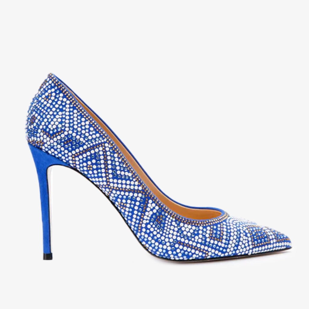 Vinci The Nampula Sax Blue Glitter Leather Pump Women Shoes