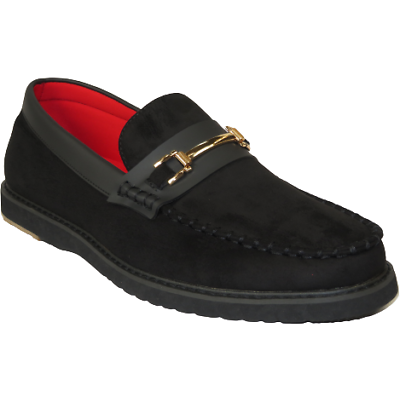 Men Tayno Dressy Casual Penny Loafer Soft Micro Suede Comfortable Drive Black