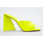 The Butterfly Block Heel Neon Yellow Patent Leather Sandal Final Sale!