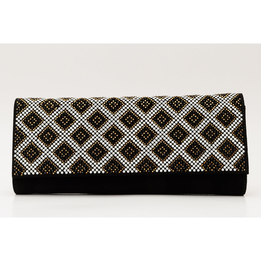 The Nampula Black Glitter Suede Leather Clutch
