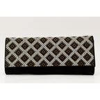 The Nampula Black Glitter Suede Leather Clutch
