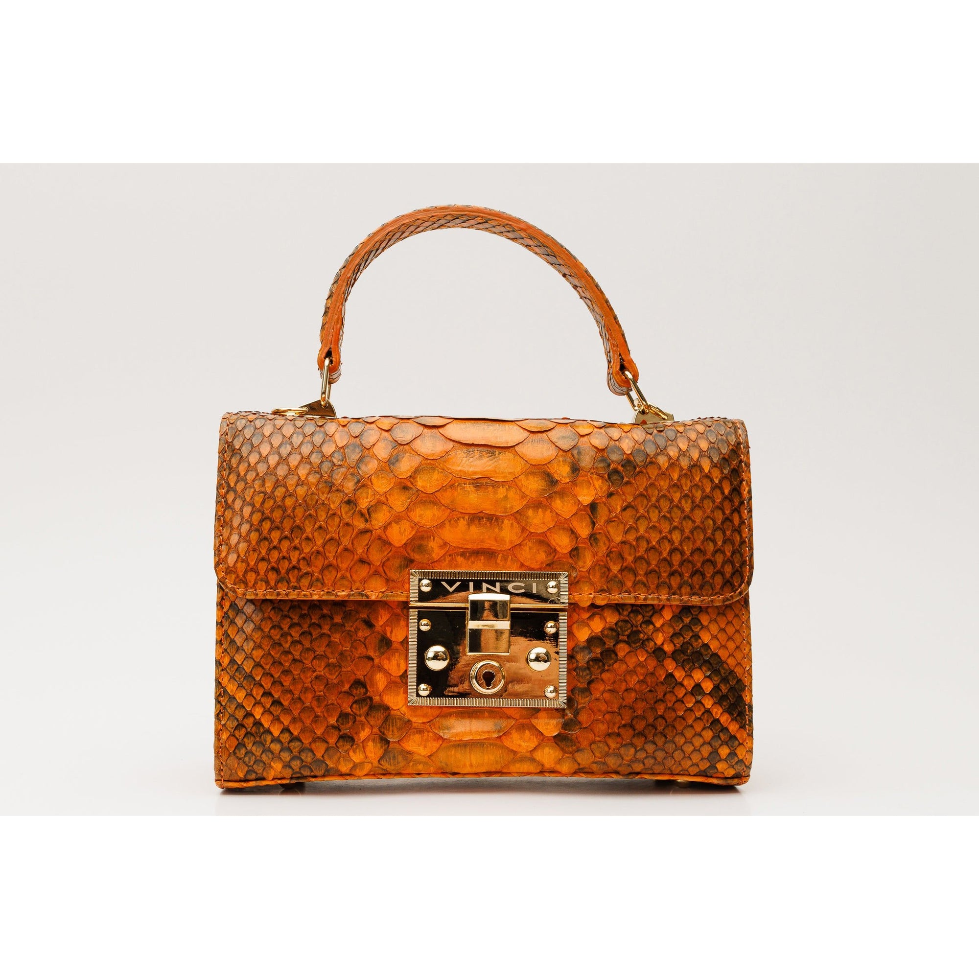 The Queen Orange Pythn Leather Handbag