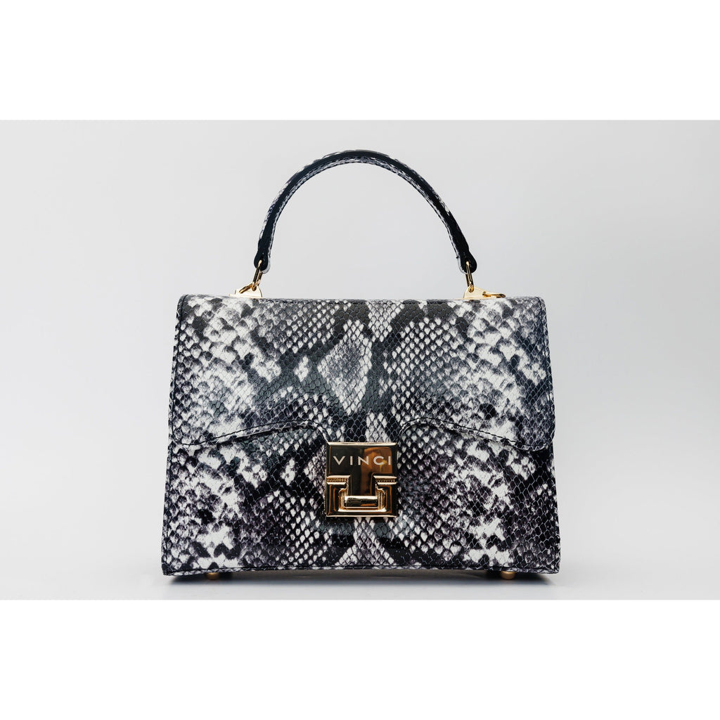 The Venezia Black & White Leather Handbag