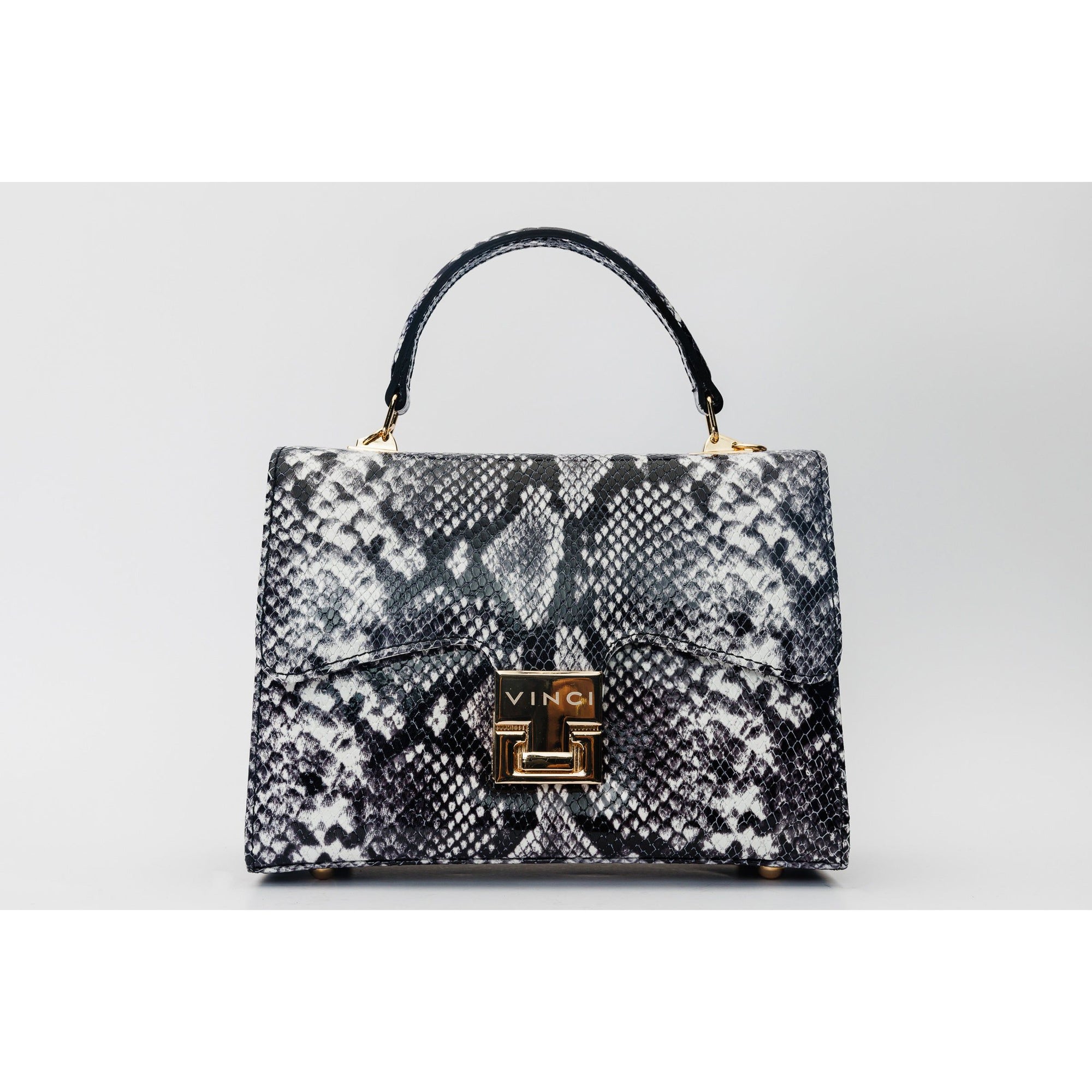 The Venezia Black & White Leather Handbag