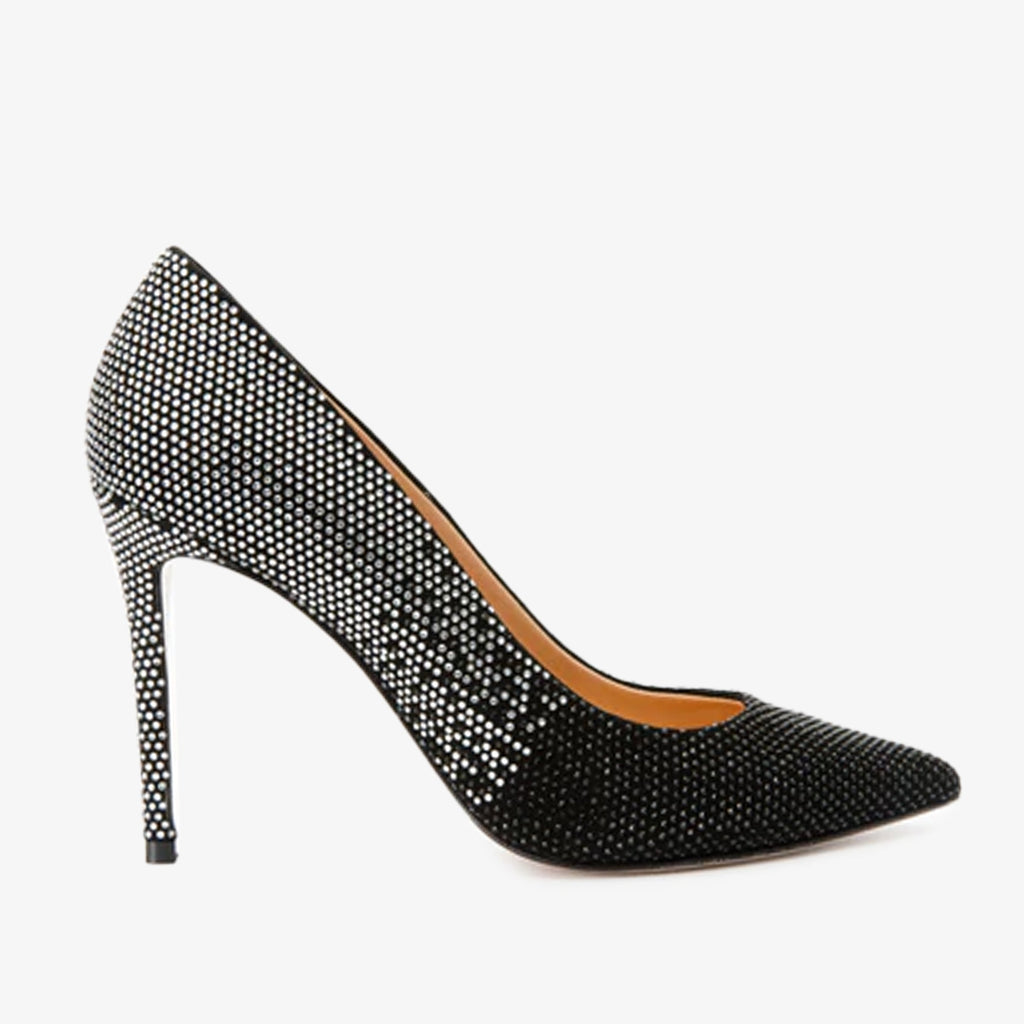 Vinci The Bago Black & Silver Glitter Leather Pump Women Shoes