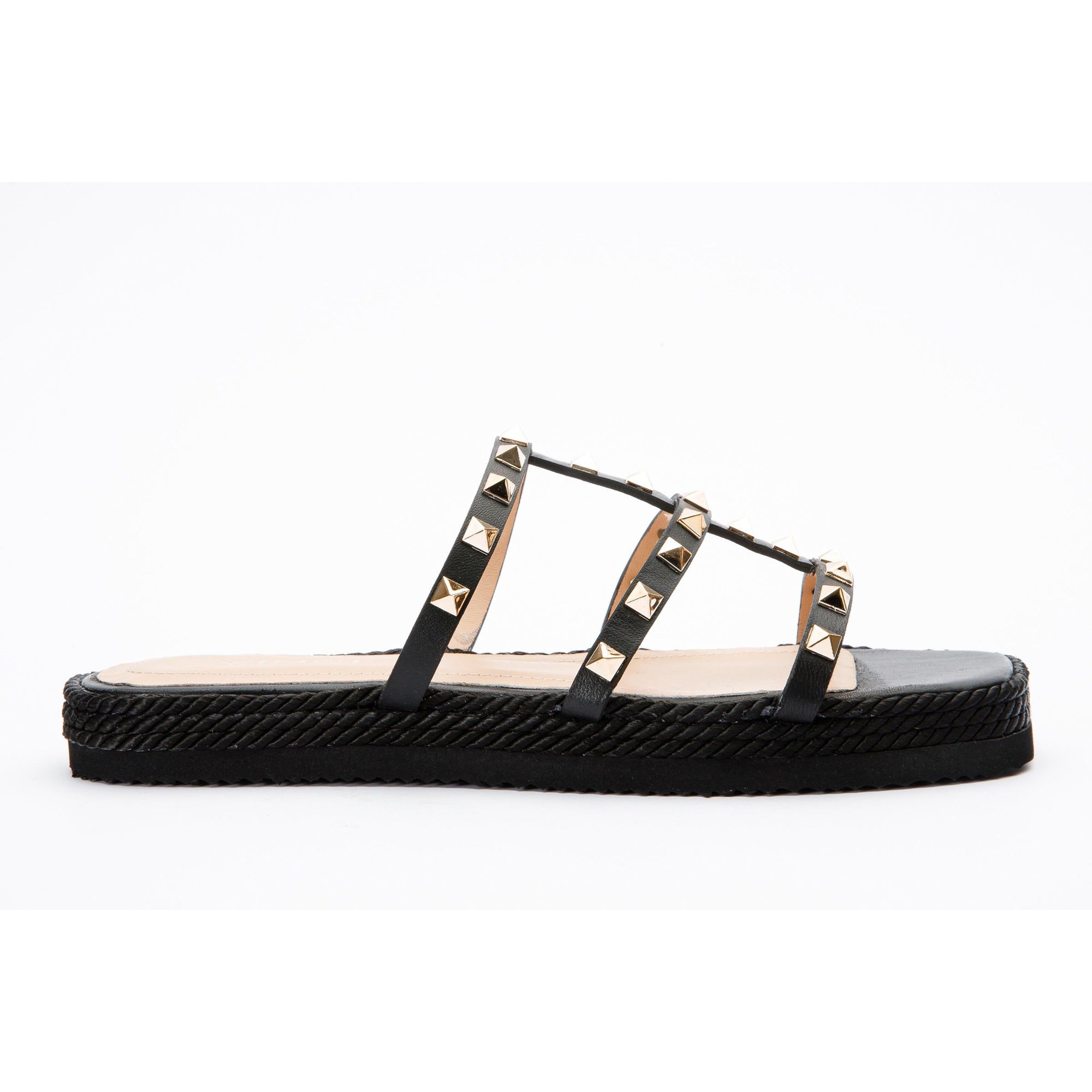 The Seul Black Leather Multi Strap Flat Women Sandal Final Sale!