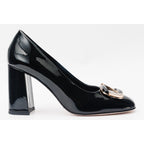 The Ferrara Black Patent Leather Block Heel Pump Women Shoe