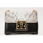 The Toskana Natural & Black Pythn Leather Handbag