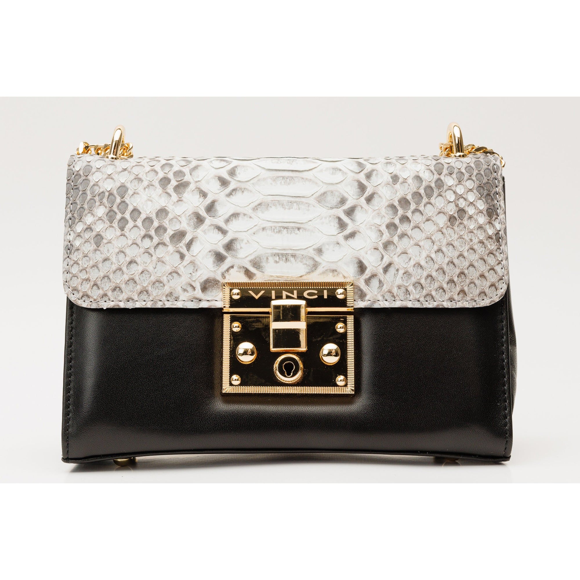 The Toskana Natural & Black Pythn Leather Handbag