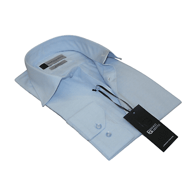 Men Franco Gilberto Shirt Twill Cotton Blend Spread Collar Turkey 5566-418 blue