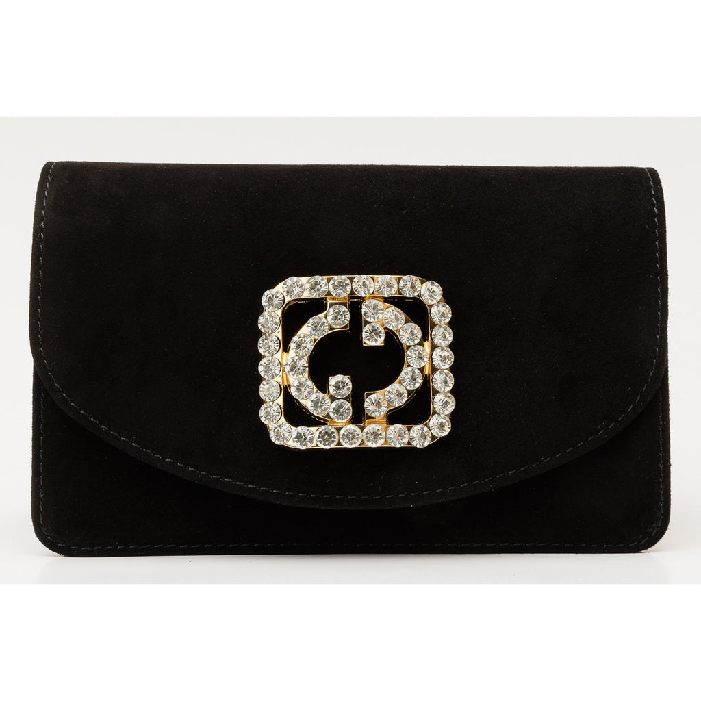 The California Black Suede Leather Handbag