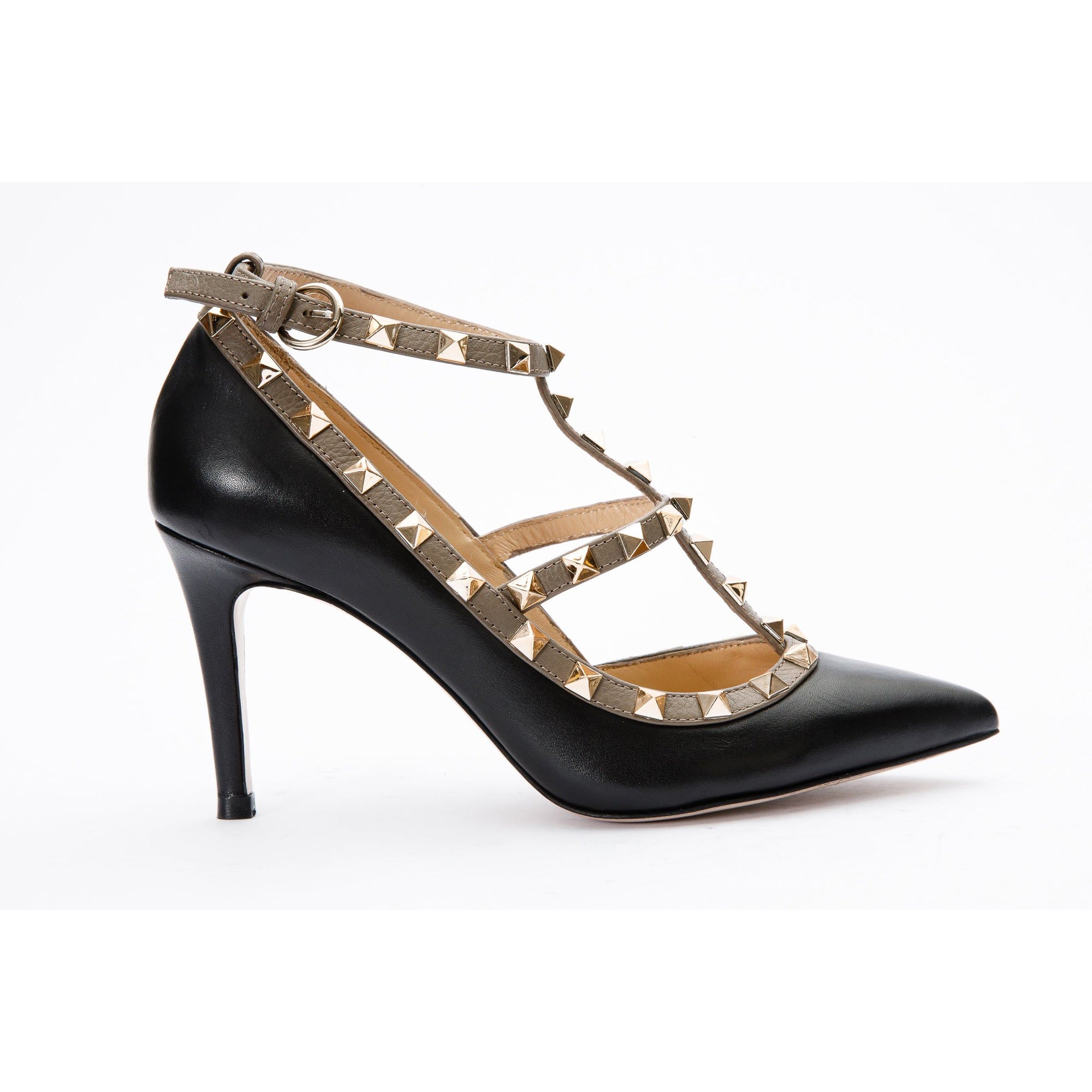 The Lulka Black Spike Leather Pump Women Shoe