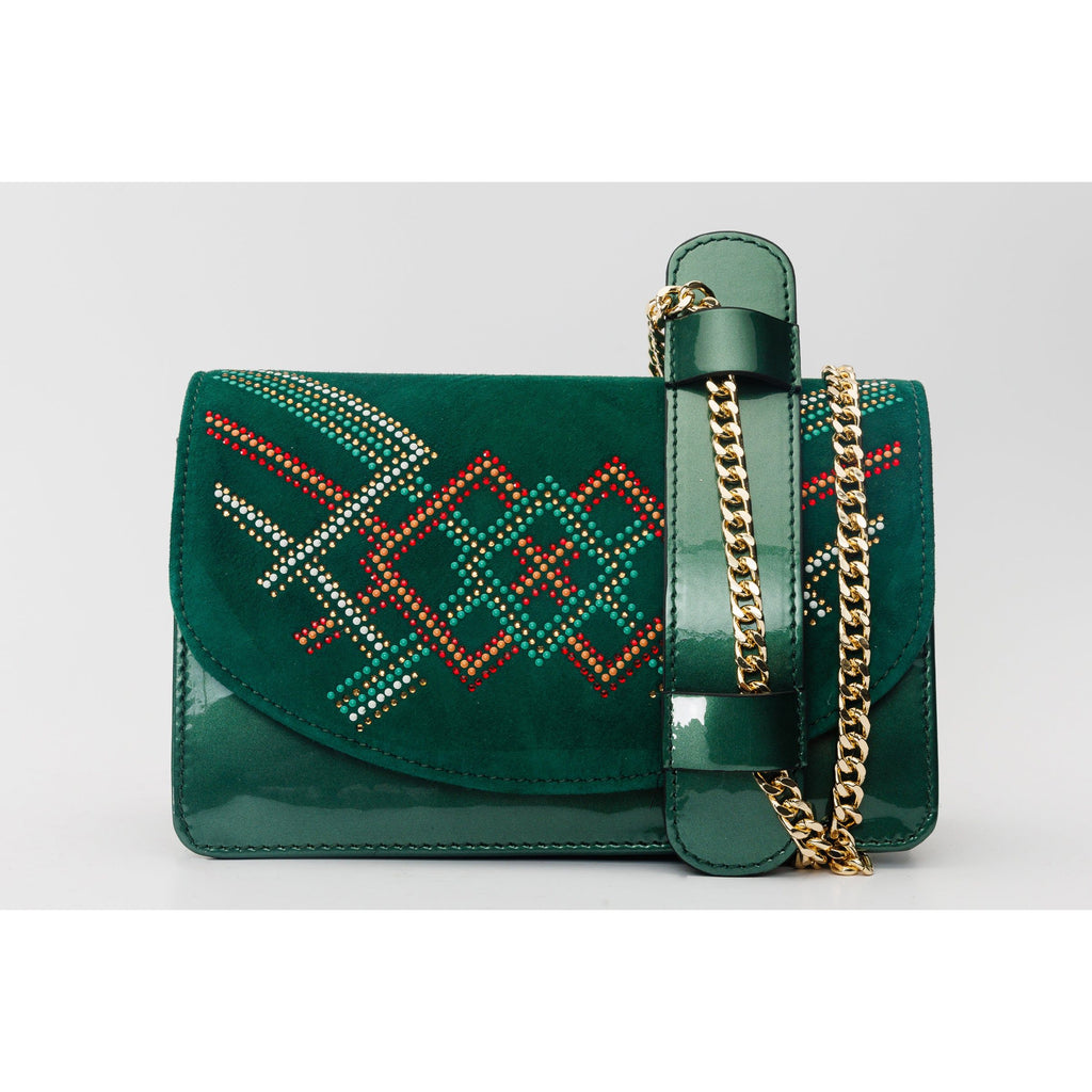 The Palma Green Glitter Leather Handbag