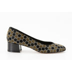 The Doha Gold & Black Glitter Leather Block Pump Women Shoe