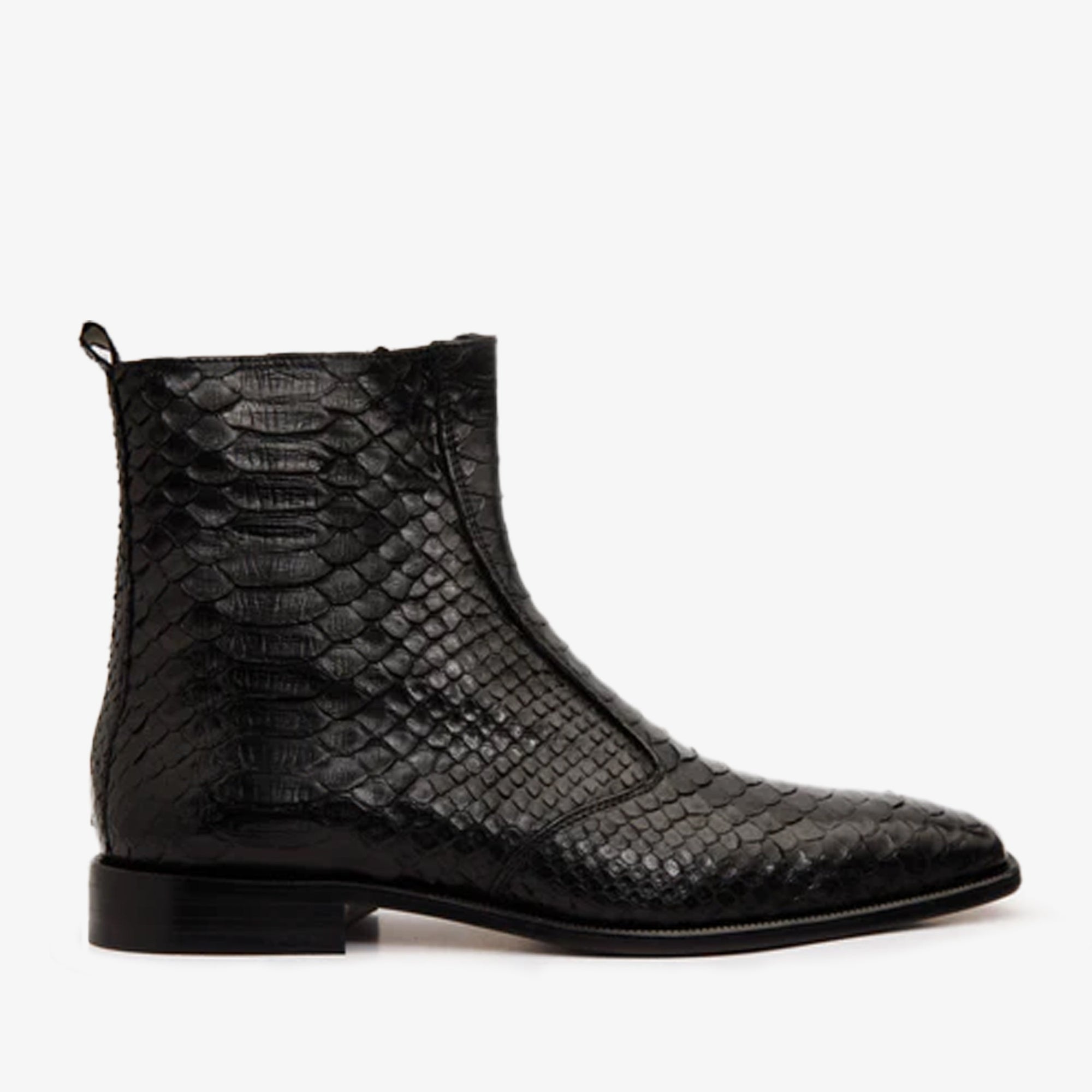 Vinci The Boss Black Snake Zip-Up Leather Men Boot Limited Edition