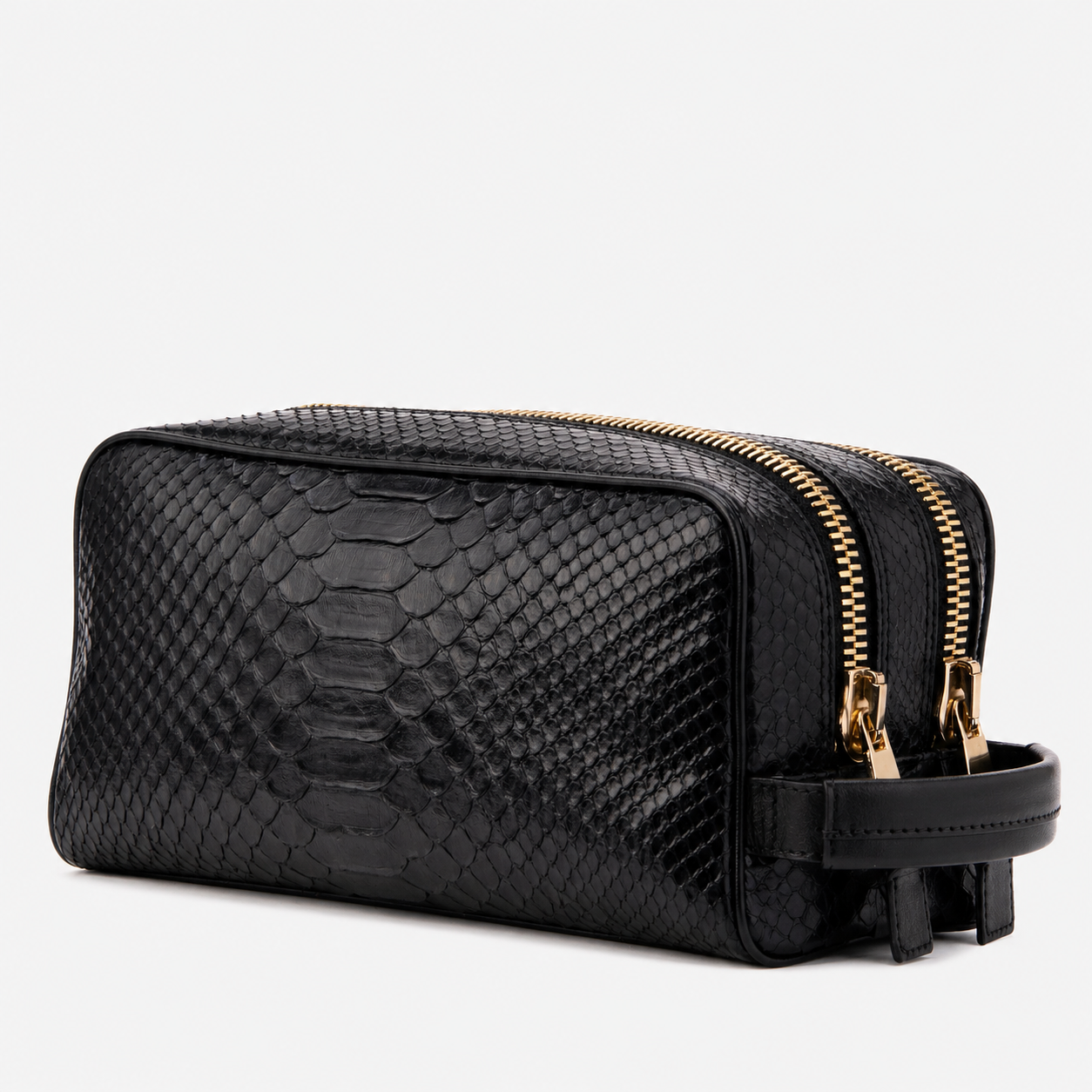 The Belluno Black Python Leather Men’s Essentials Bag