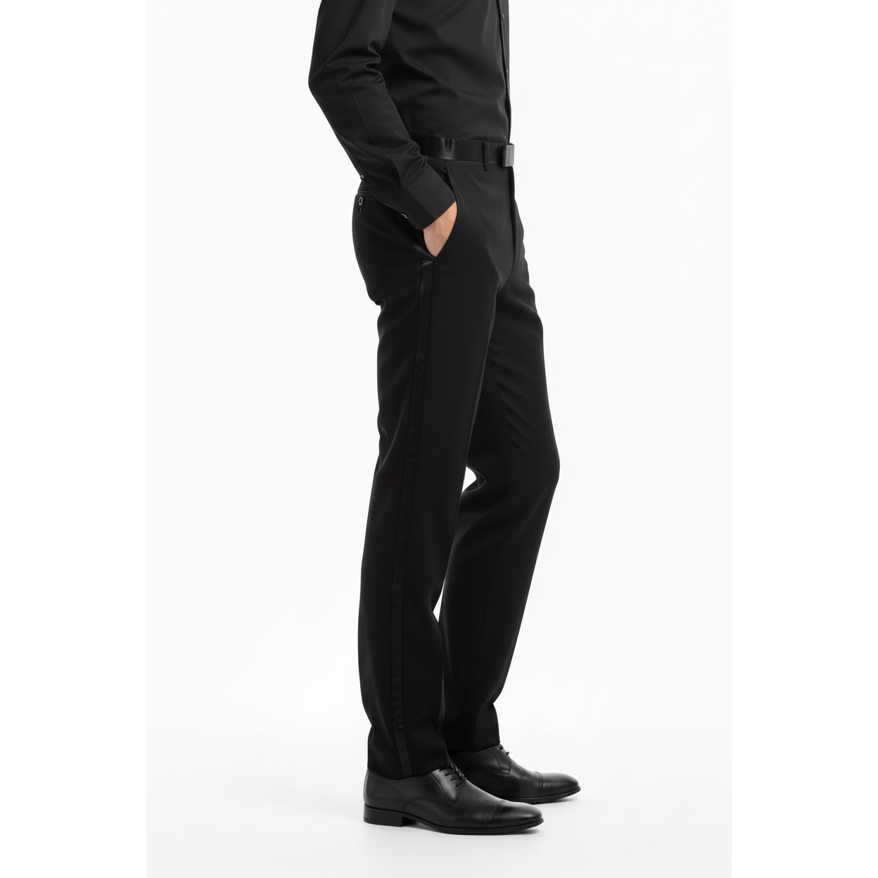 Men's Tuxedo Formal Pants Satin Side Trimmed Stretchable Waist Band 201-1