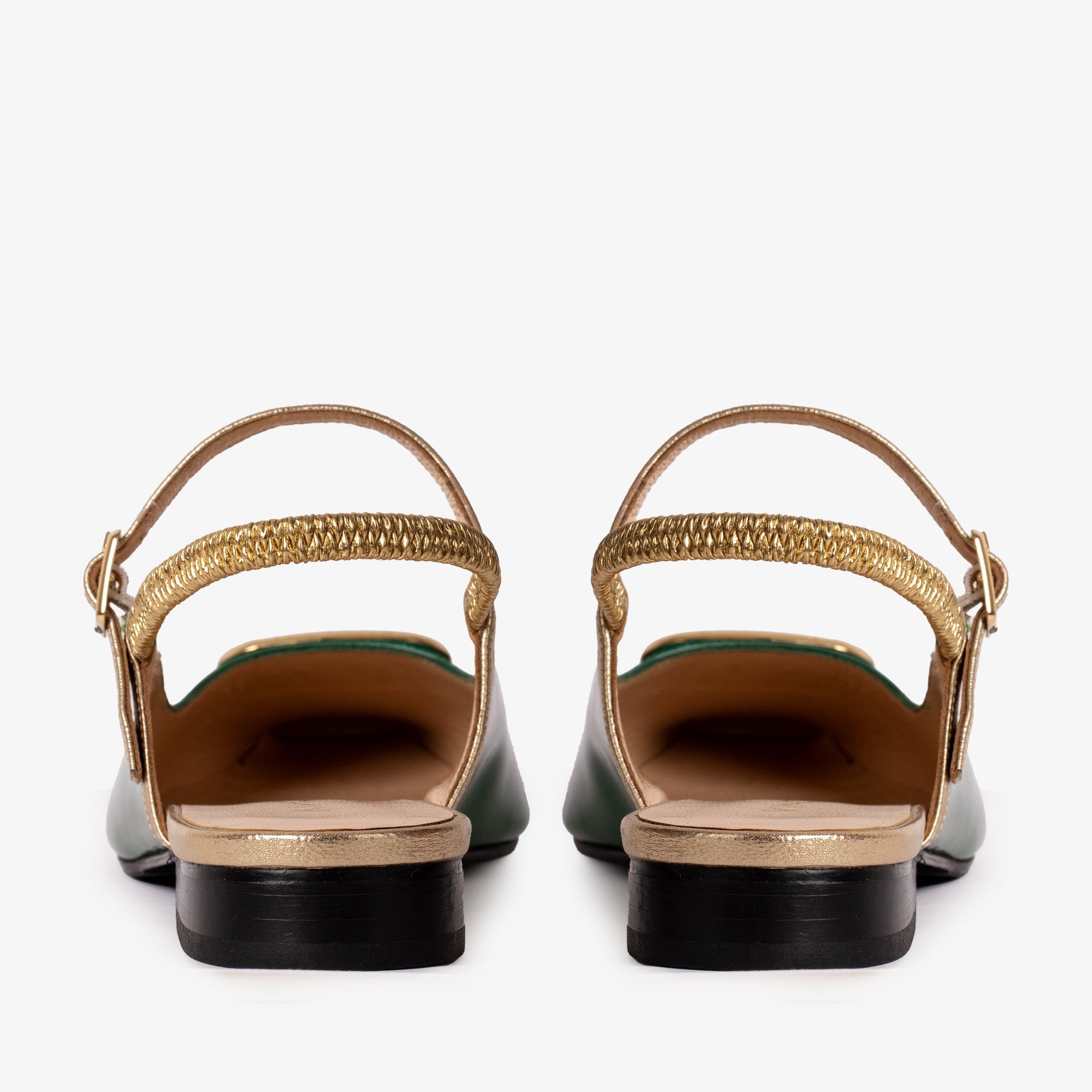 The Rosalinda Green Patent Leather Women Flat Slingback Sandal