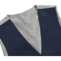 Men's Suit Separate Vest V-neck Adjustable Strap 5Button 2Pockets 201-19 Navy