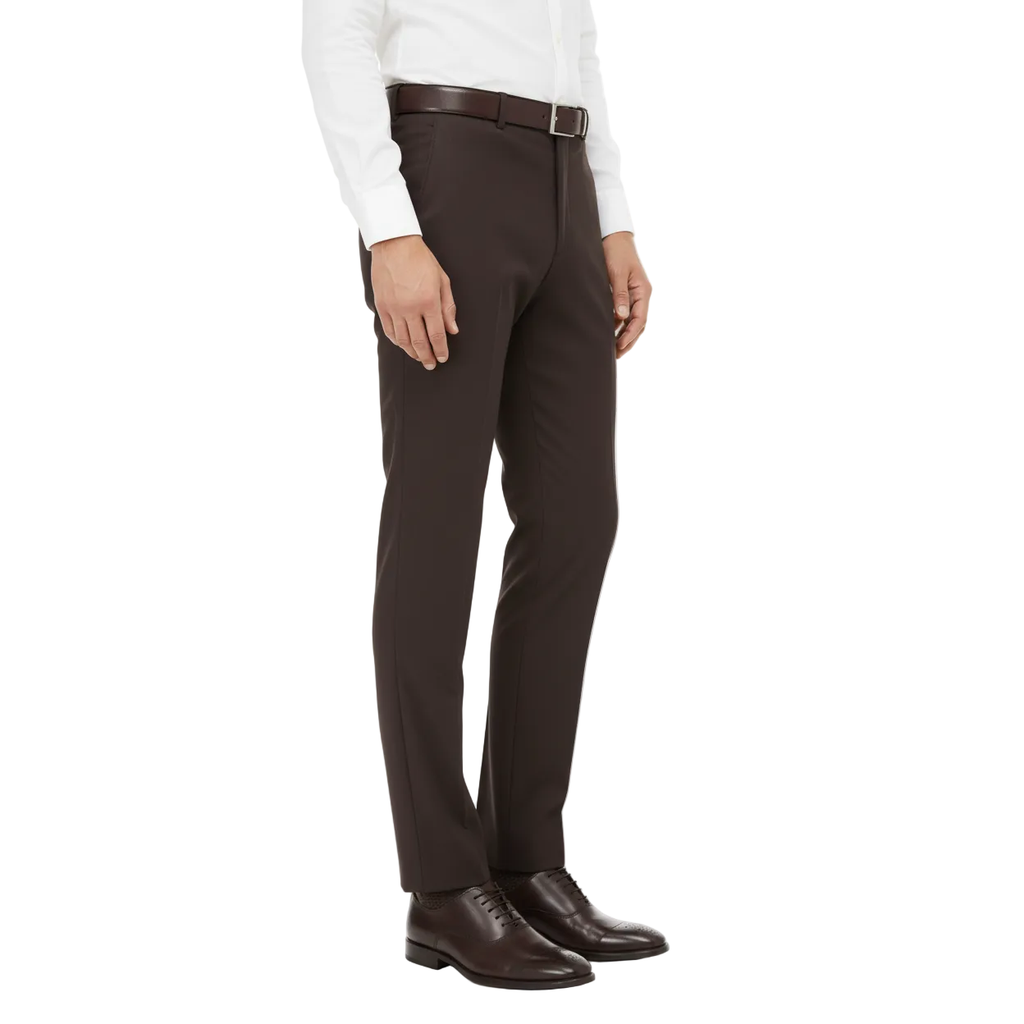 Men Renoir Flat Front Suit Separate Pants Slim Fit Slacks 201-5 Brown