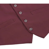 Men Suit Separate Vest V-neck Adjustable Size 5Button 201-8 Burgundy