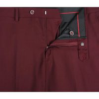 Men Flat Front Suit Separate Pants Slim Fit Soft Feel Slacks 201-8 Burgundy