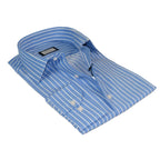 Mens Soft Cotton Blend Shirt Manschett/Brioli Turkey Slim Fit 2012-02 Lt Blue/white Stripe