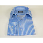 Mens Soft Cotton Blend Shirt Manschett/Brioli Turkey Slim Fit 2012-02 Lt Blue/white Stripe