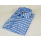 Mens Soft Cotton Blend Shirt Manschett/Brioli Turkey Slim Fit 2012-02 Lt Blue/white Stripe