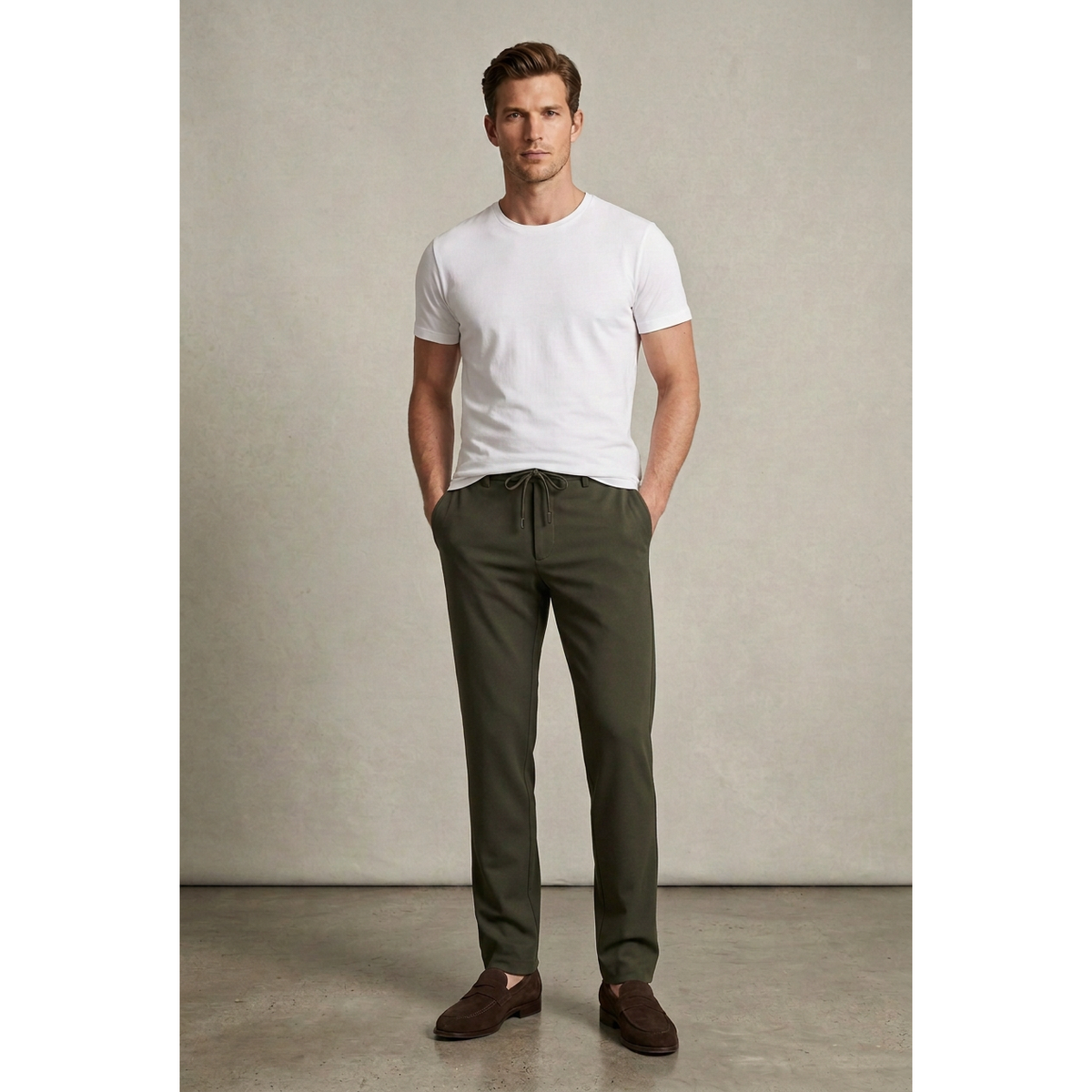 Men's Gillardi 2pc Walking leisure suit Stretch Cotton Blend Comfortable 2021-02 Olive Green